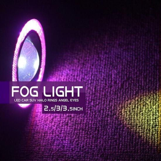 3.5  Inch COB LED Fog Light Projector Car Purple Angel Eyes Halo Ring DRL Lamps
