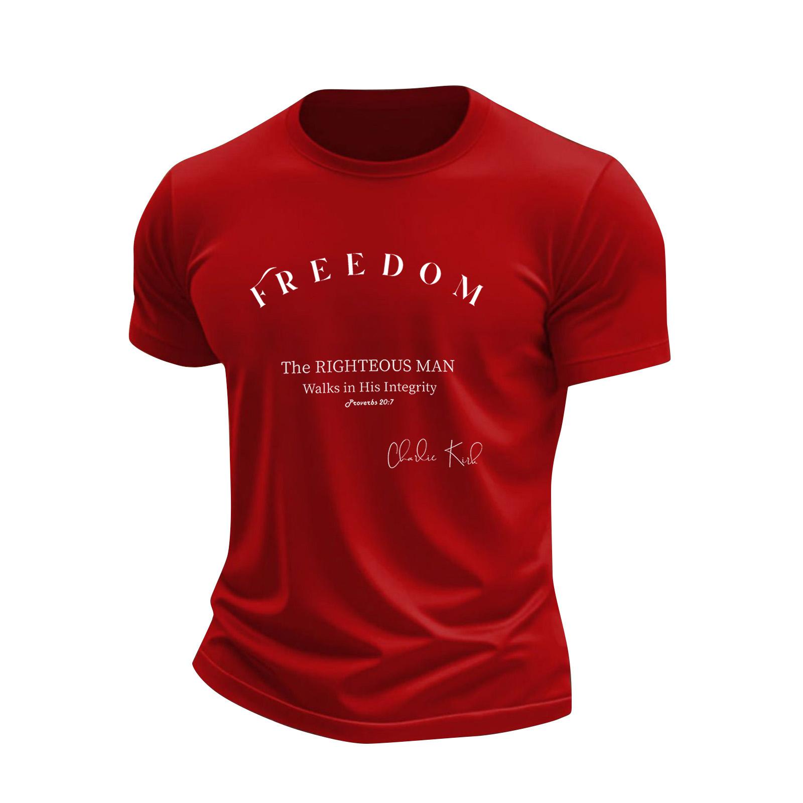 

Мужская футболка с коротким рукавом с принтом Мужская свободная повседневная футболка с коротким рукавом XL красный