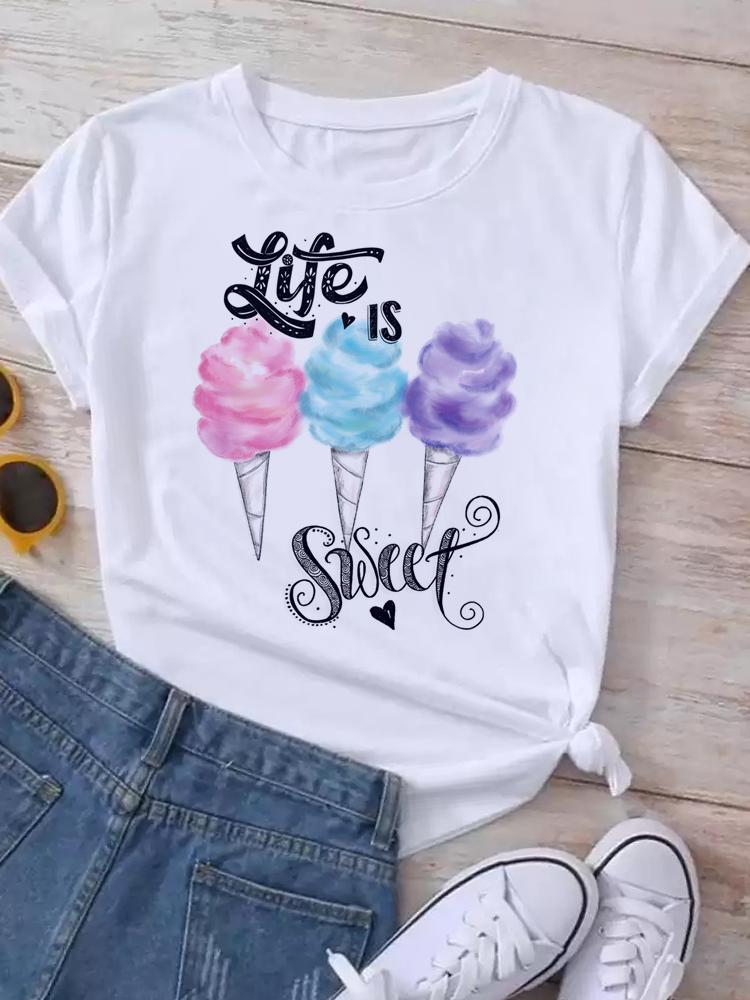 Maycaur New Women's White Tshirt Fashion Summer Letter Printing Short Sleeve T Shirt Harajuku Streetwear Tops Woman T-shirt Tees