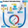 R134A Refrigerator Freon Recharge Hose Kit-R134a AC Refrigerant Charging Guage Hose Set with BPV31 Bullet Piercing Tap Valve and R134a Self-Sealing