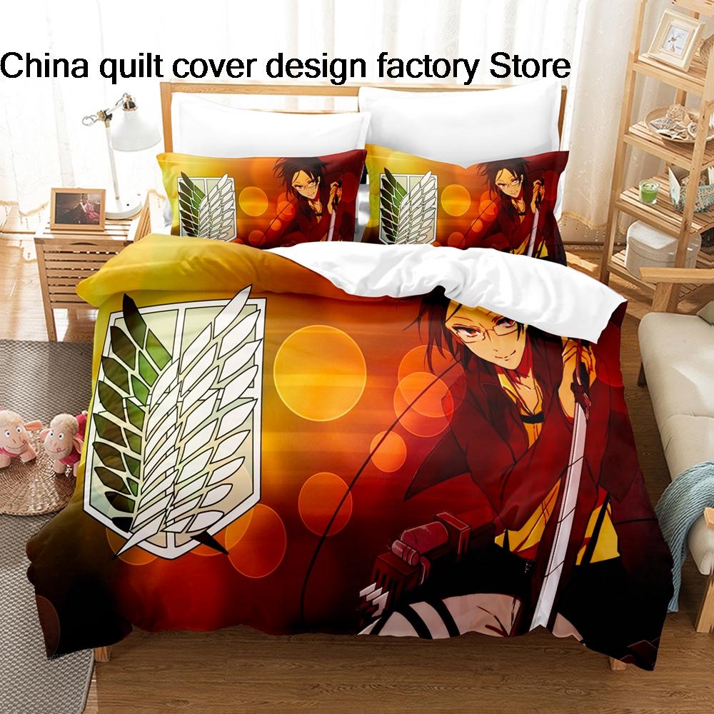 Hot Attack On Titan Bedding Set Single Twin Full Queen King Size Bed Set Kids Bedroom Duvetcover Sets Anime Attack On Titan2 Bed