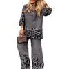 2025 Women's Casual Leopard Print Cotton Linen Two-Piece Set