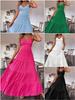 Women's Layered V-Neck Maxi Dress with Thin Straps for Summer Vacation