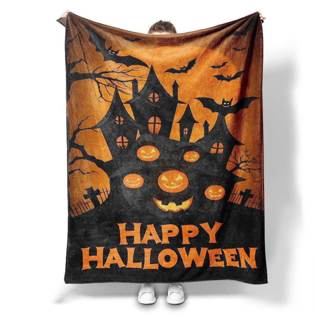 

Halloween Dark Night Castle Printed Blanket for Bed Travel Camping Living Room Office Conditioning Blanket for All Seasons Gifts 75x90cm