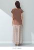 Maternity Nursing Clothes One Piece Coordination Easy Ribbed Floral Skirt Docking Long Short Sleeve One Piece Navy x Black 29992601 [ANGELIEBE]