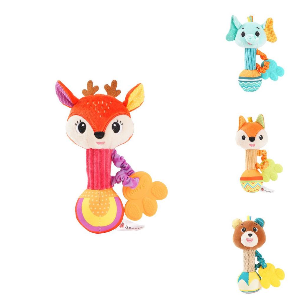 Sozzy Soft Plush Baby Rattle Hand Grasp Stick Toy 0-1 Year Old Infant Teether Bed Bell Baby Shake Bell Stuffed Doll