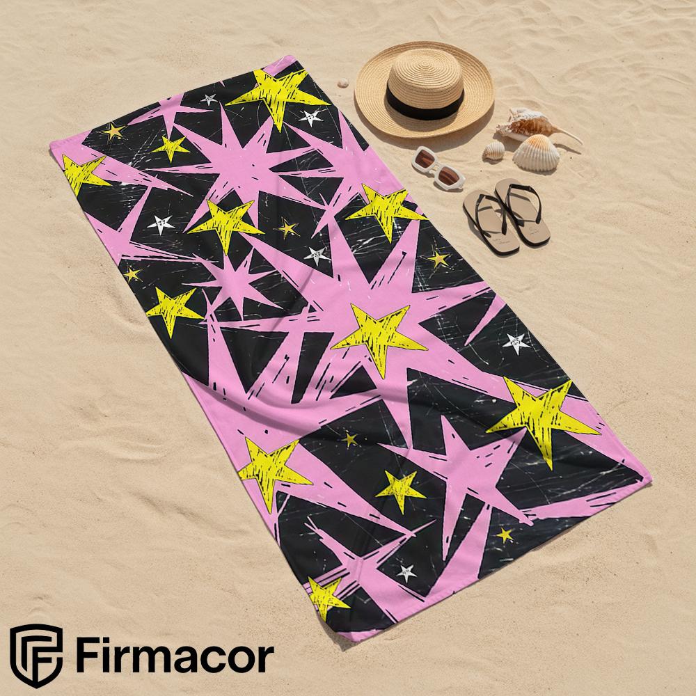 Grunge Star Pattern Microfiber Beach Towel Quick Dry Sand Free Oversized Soft Absorbent Bath Towel for Swimming Pool Travel Gym