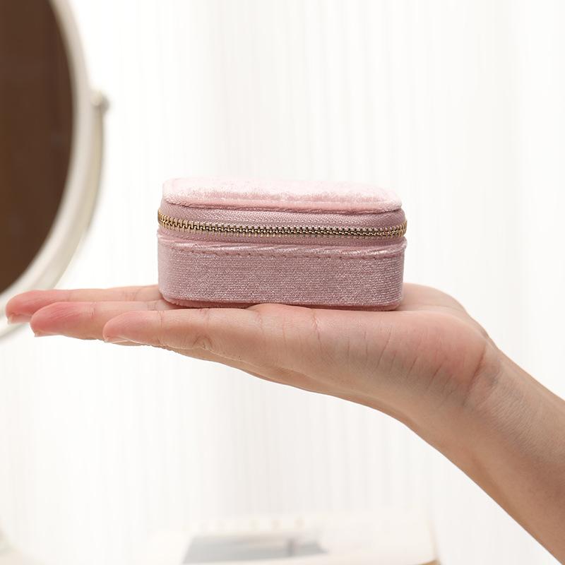 Mini Ring Box Travel Jewelry Box Ring Zipper Velvet Storage Case Jewel Packaging Earrings Necklace Organizer Storage Box Trip