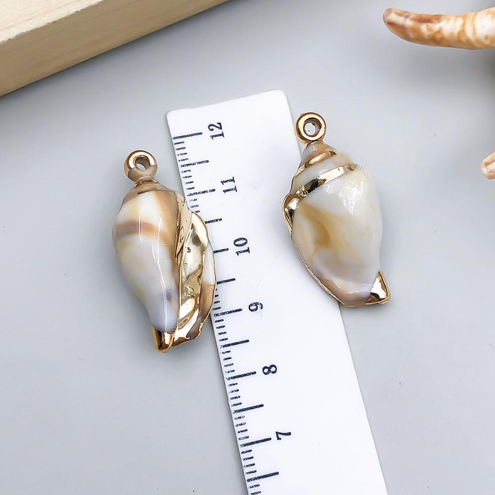 Gold Electroplated Acrylic Conch Pendant Charm for DIY Bracelets and Necklaces