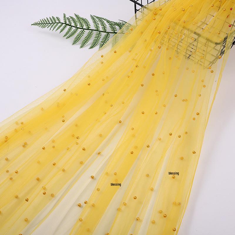 3D Pearl Beaded Mesh Wedding Dress Table Runner