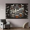 One 2D Flat Banner Background Banner, Happy Halloween Blessing Polyester Fabric Wall Covering