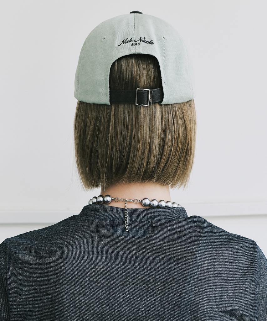 Nigaennikol Nicole Lettering Ball Cap_Khaki Charcoal