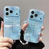 Creative Gilded Blue Raindrop Phone Case for iPhone 14/15/16/17 Pro Max (Female)