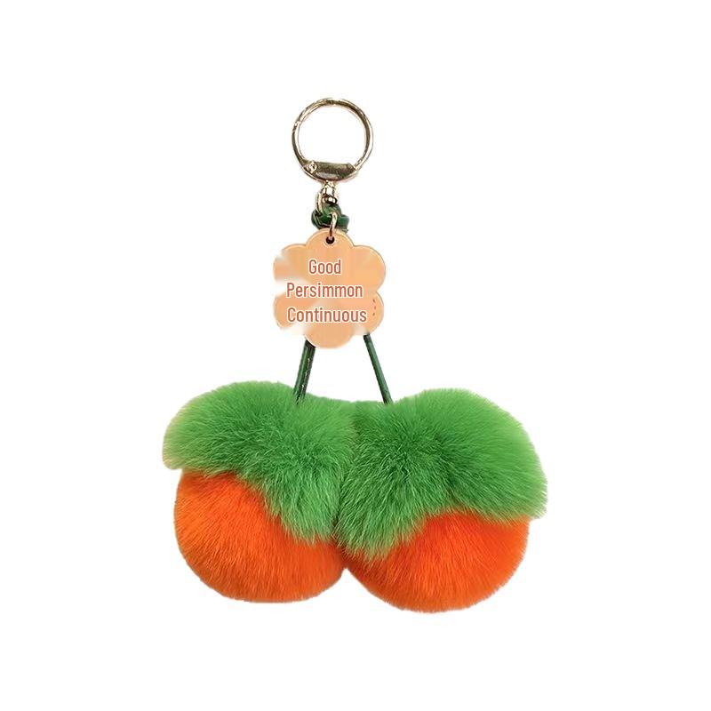 Imitation Rex-Kaninchenfell Kaki-Taschenanhänger & Autoschlüsselanhänger - Niedliches Glücksbringer-Accessoire