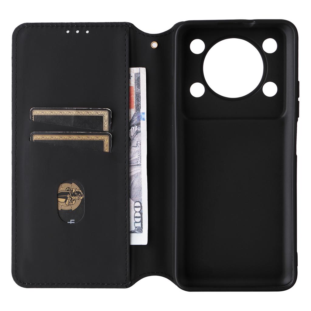 For Oukitel C60 Pro/C60 Case Wallet Rhombus Imprinted Leather Phone Cover