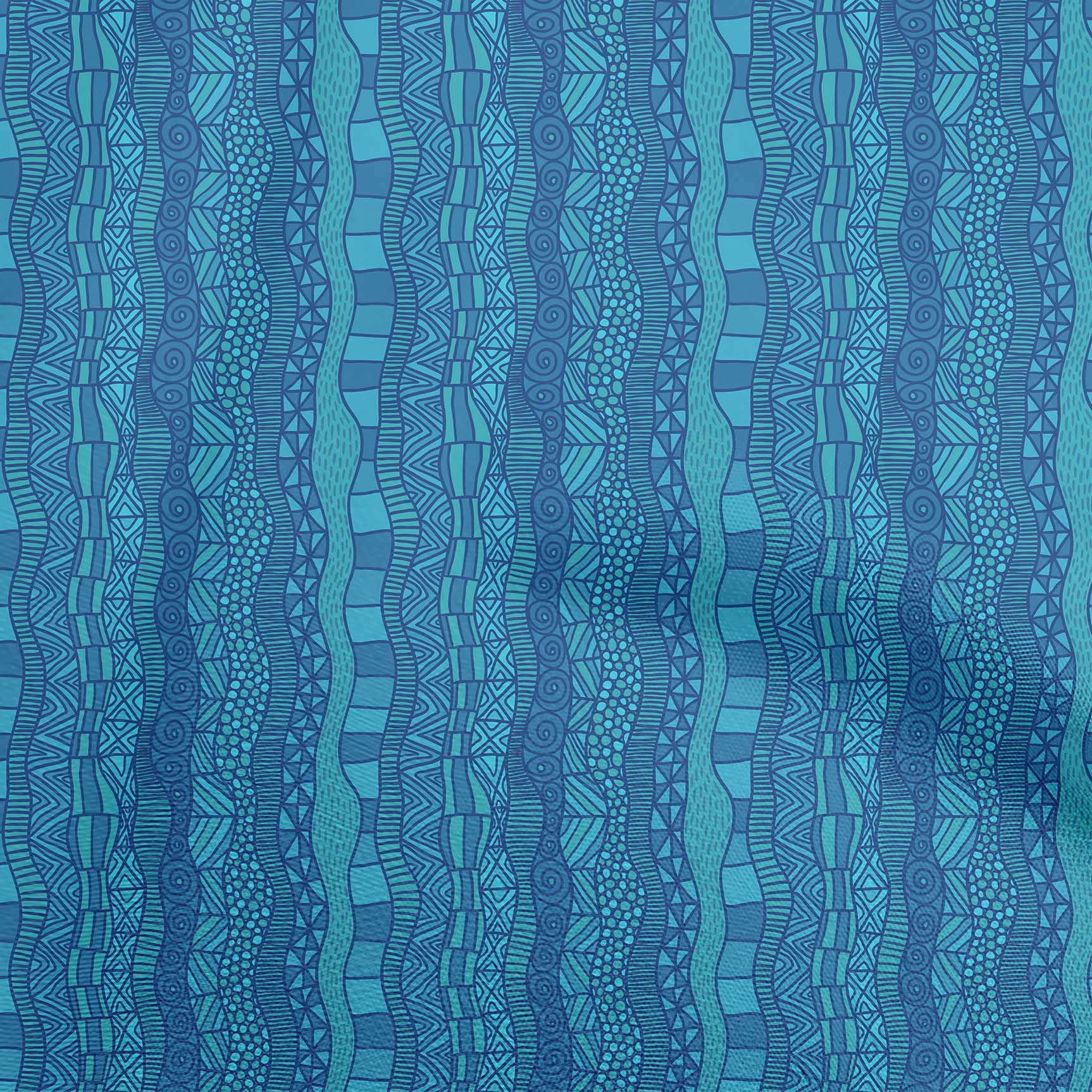 

OneOone Cotton Flex Blue Fabric Африканська хвиляста смужка Швейний матеріал Тканина з принтом у дворі 40 дюймів 42 Inch Wide - Viscose Chiffon бірюзовий колір синій