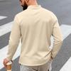 Men Solid Color Long Sleeve Round Neck Button Decor Casual Loose Polo Shirt