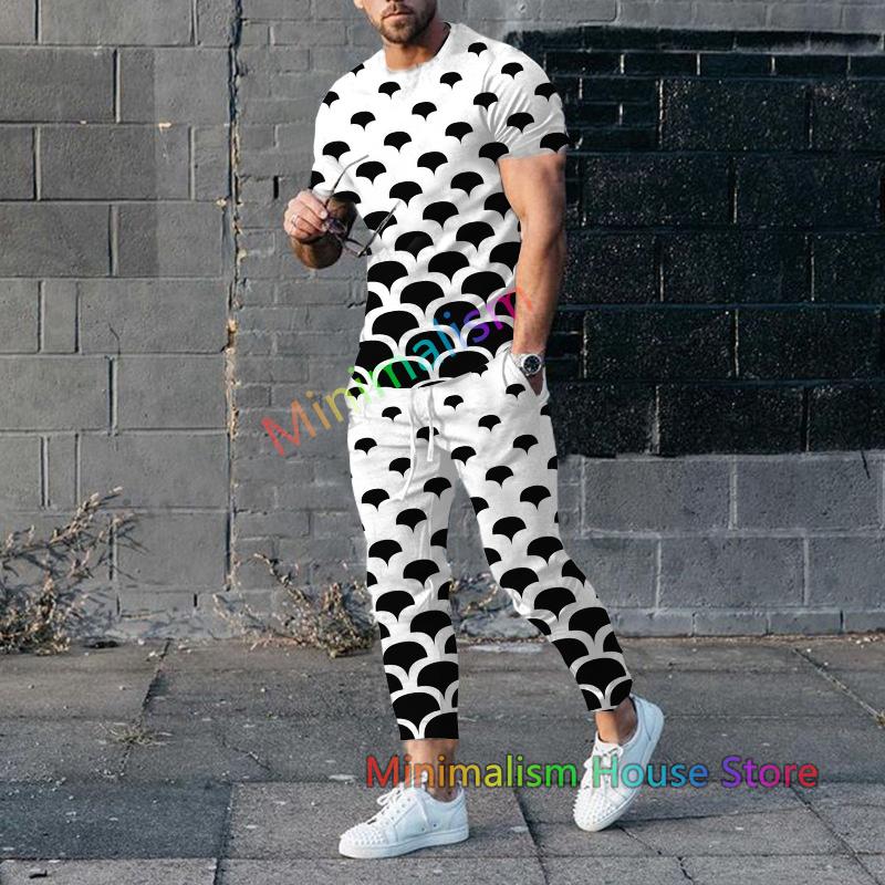 Poker J 3D Print Men Tracksuit Set Jogger Clothing For Man Casual Suit Short Sleeve Tshirts+Trousers 2 Piece Outfits Streetwear