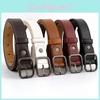 Pu Minimalist Leather Square Buckle Belt With Metal Pin Buckle For Daily Wear