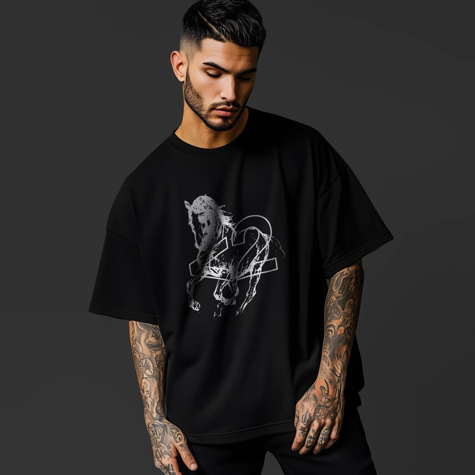 Horse Graphic T-Shirt – Minimalist Wild Horse Line Art Tee A321 S