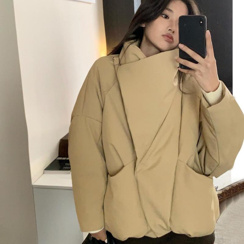 Neuer Damen Baumwollmantel mit großem Revers, locker, verdickt, Brotmantel-Jacke, modische, hochwertige wattierte Kleidung