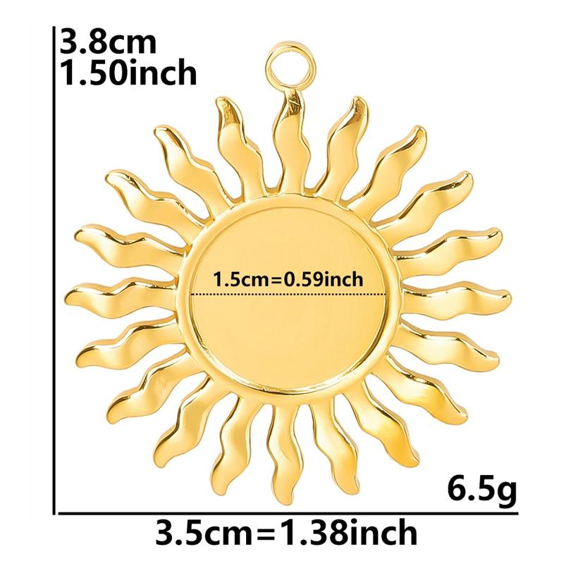 6pcs Real Gold Plated Sun Charms For Jewelry Making Supplies Stainless Steel Charm Pendants Heart Moon Thread Sunshine Material