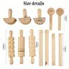 12pcs Wooden Clay & Dough Tool Set - Includes Roller, Hammer, Stamps In Various Shapes for DIY Pottery & Crafts - PVC-Free, Perfect for Art Projects