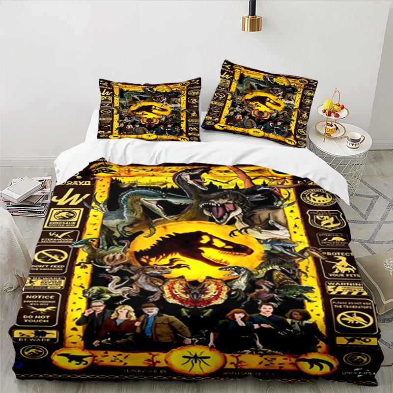 Jura-ssic Dinosaurs Battle 3PCS Bedding set,Ideal for 1pc Duvet Cover And 2pcs Pillowcases Perfect for Fan gift,Ideal for Bedroom, Dormitory