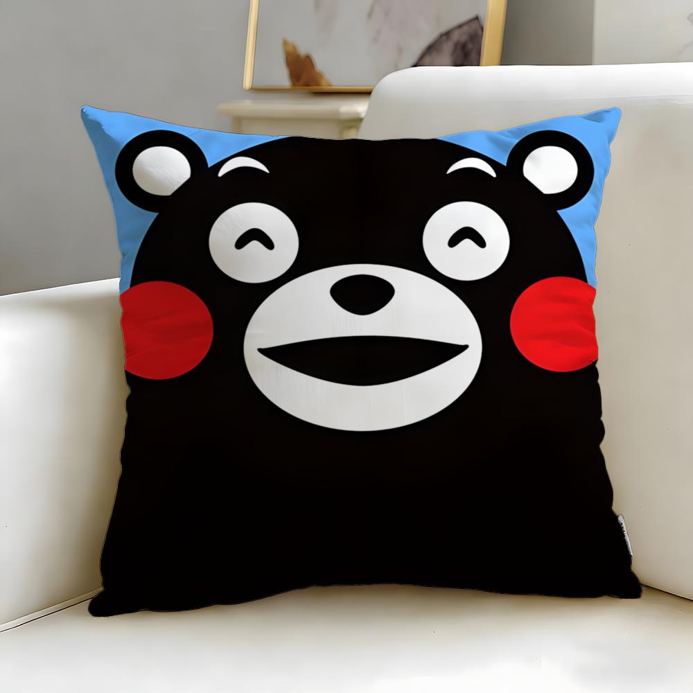 Classic Cartoon Character Kumamon Cushion Cover Soft & Easy-Wash Pillow Case – Versatile For Couch, Bed, Travel And Office