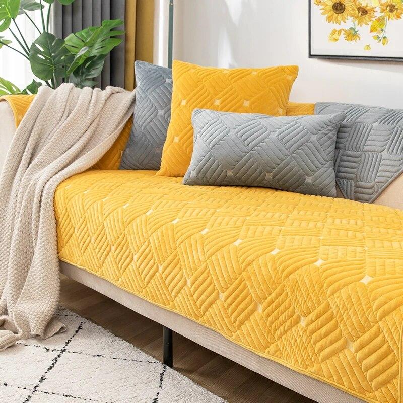 Husă de canapea din pluș, de culoare uni nordică, de înaltă calitate, anti-alunecare, pernă de canapea, prosop de canapea, husă de canapea, decor pentru sufragerie.