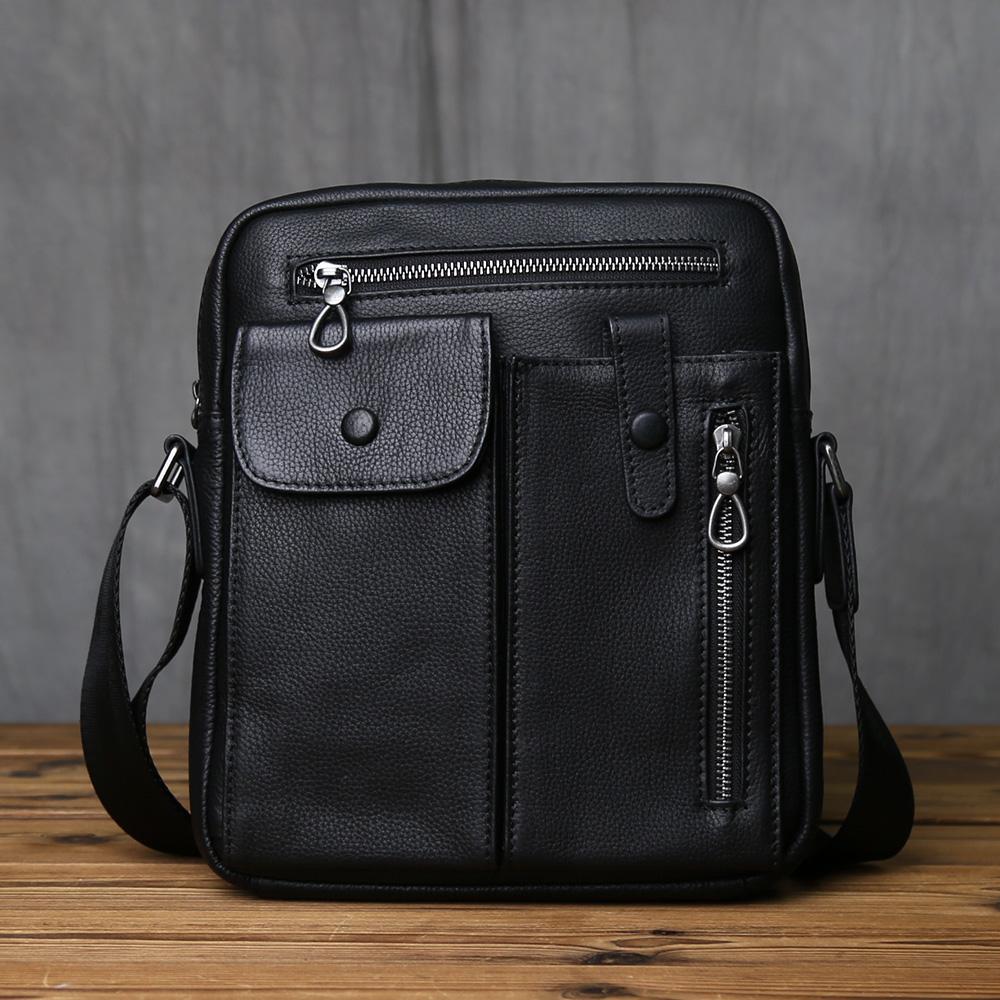 

NZPJ Genuine Leather Men s Crossbody Bag Casual Top Layer Cowhide Single Shoulder Trendy Men s Bag For 10 Inch IPad