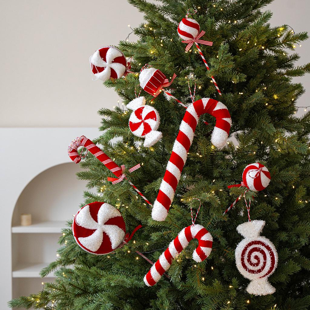 Multicolor Christmas Lollipop Decorations Foam Cartoon Candy Cane Hanging Pendants  New  Xmas Home Party Decor Navidad
