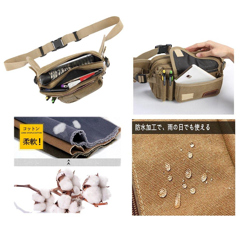 Large Capacity Waist Bag with 5 Hip Walking and Body Bag for Outdoor Activities and Hiking Men's Pockets, Bag, Pouch, (Black)