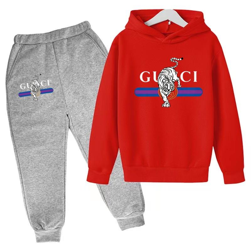Children New Tiger Print Hoodie Clothes Autumn Winter Casual Long Sleeve Pullover 2pcs Top+Pants Brand Girl Boy 3-12Yrs Coat Set