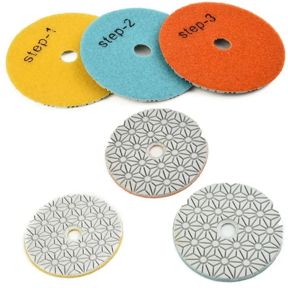 3 Steps Dry/Wet Diamond Polishing Pad 4 Inch 100mm For Granite Marble Quartz Restoration Buff Resin Discs Abrasive Tools