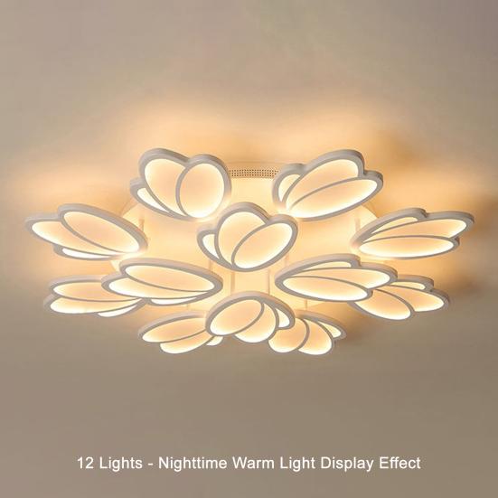 Lampă de plafon LED pentru living Lumină moale Protecție ochi Lampă cu reglare inteligentă Design petală Lampă Economisire energie Iluminat decor pentru casă