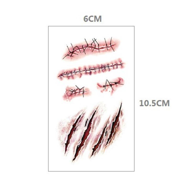 

Хэллоуин Временные татуировки шрамы для взрослых, Ужасные поддельные татуировки для тела, лица, маскарад, розыгрыш, макияж, косплей, костюмная вечеринка