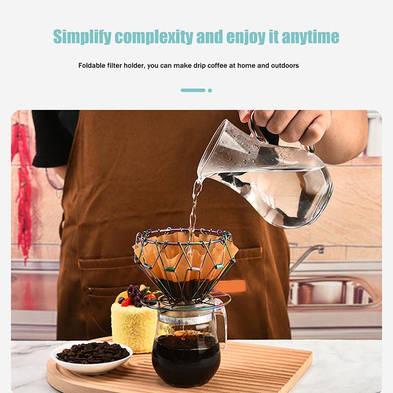 Collapsible Outdoor Pour Over Coffee Dripper,Portable Stainless Steel Reusable Coffee Dripper For Hiking
