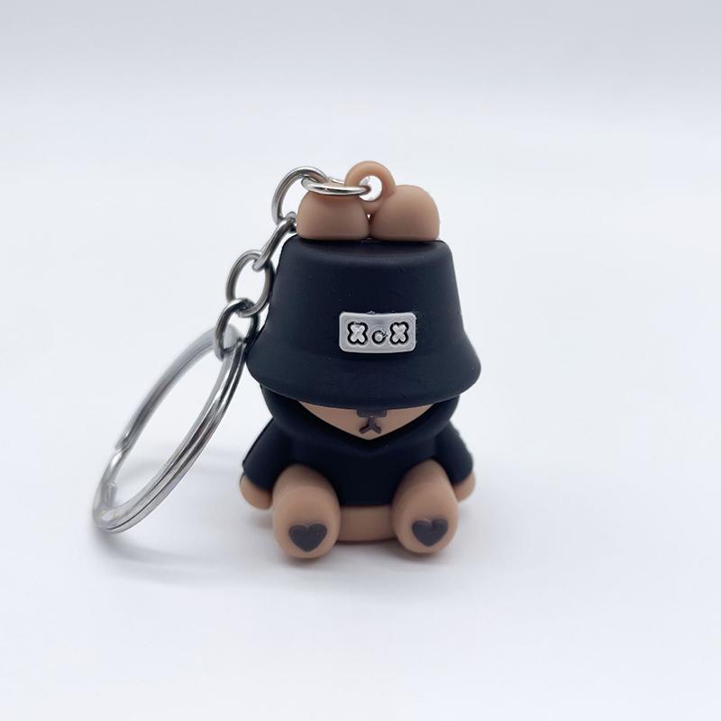 

Подвеска в виде спящего медведя, брелок, симпатичная ПВХ-ведро, шляпа, медведь, кукла, брелок, сумка для пары, брелок для автомобиля, ювелирное украшение чёрный