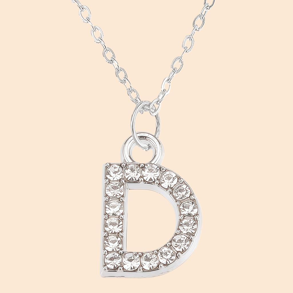 Shining Zircon A-Z Letter Pendant Necklace 26 Initial Alphabet Clavicle Chain For Women Valentine's Day Party Jewelry Gift