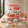 Interaktives Burgerladen- & Kaffeestation-Spielzeugset für Kinder mit Kasse & Wasserspender