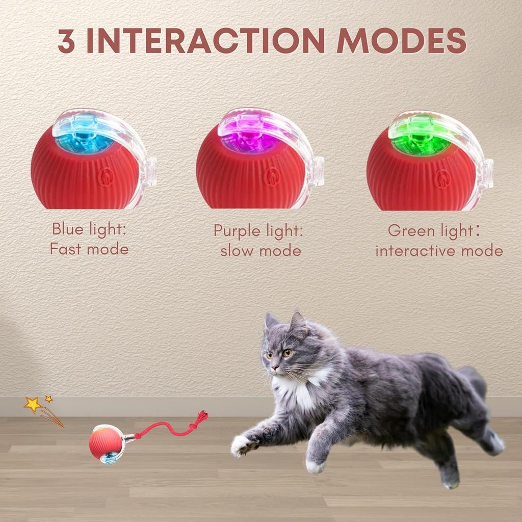 Auto-Run Smart Pet Ball – Self-Playing Dog Toy, Tough Chew Toy for Aggressive Chewers, Motion-Activated Bouncing Toy for Cats and Small Dogs
