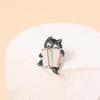 Cartoon Accordion-Playing Black Animal Enamel Brooch