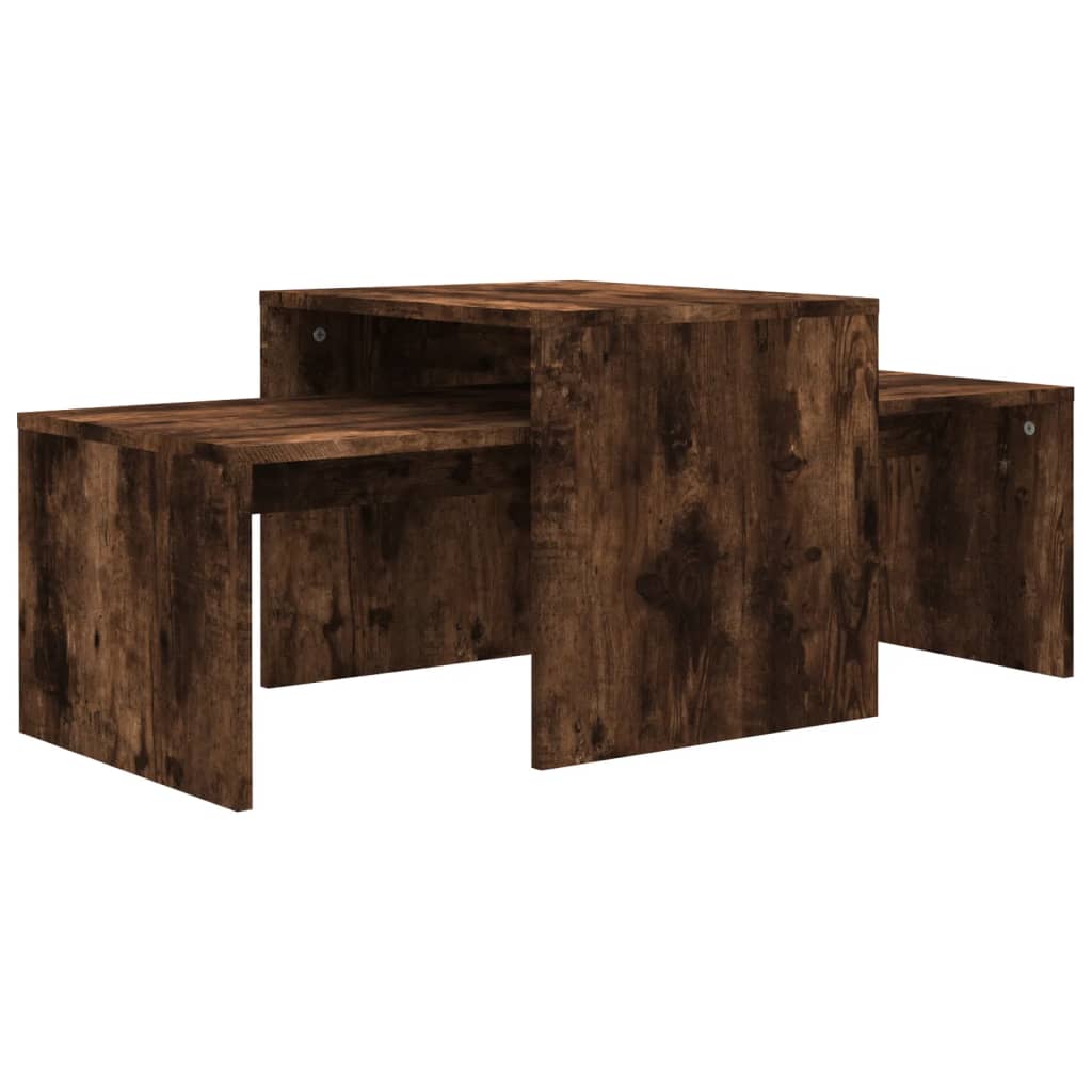 Coffee Table Set Smoked Oak 100 X 48 X 40 Cm Particleboard