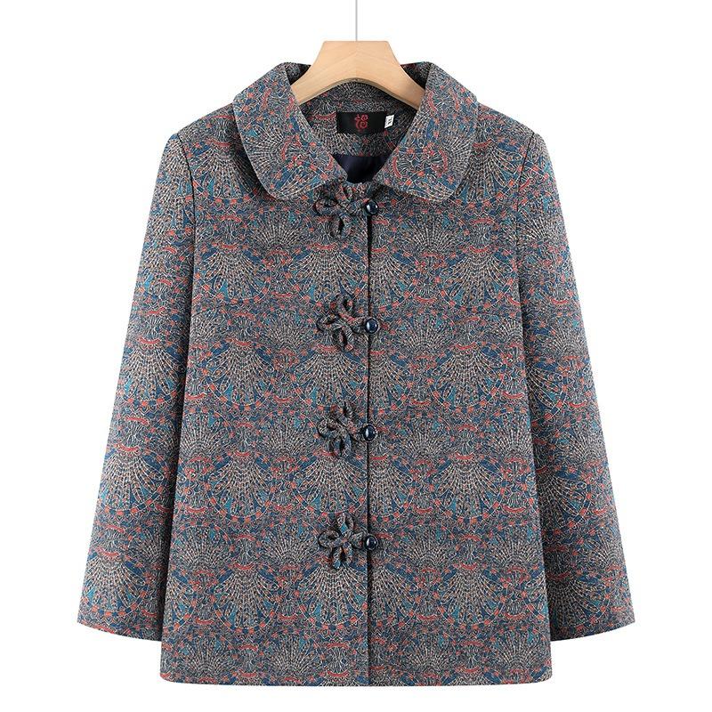 Autumn and winter lapel tops, old autumn clothes, women's casual coats, old ladies