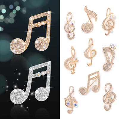 Creative Musical Note Corsage Light Luxury Brooch Pin Full  Clothing Accessories For Women Suit Shiny Jewelry
