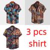 Camicia Estiva Unisex a Maniche Corte Pattern Geometrico Boemo Camicia Casual da Spiaggia Hawaiana Top Camicetta da Uomo Donna