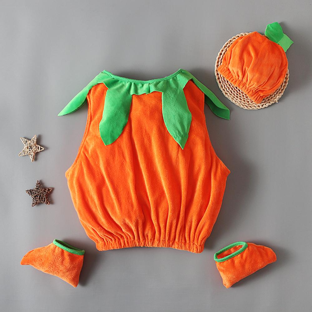 Dovleac de Halloween Costume Cosplay Bebeluși Băieți Fete Romper + Beanie + Sosete 3BUC Ținute Haine pentru 2-5 ani