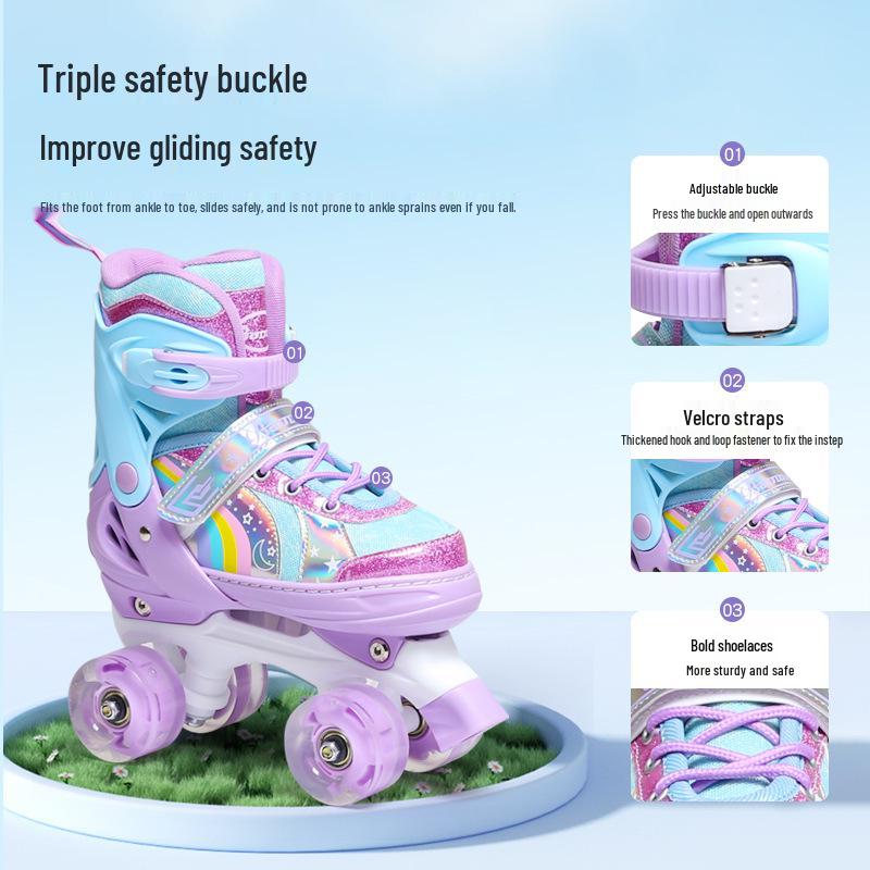 Colorful Double-Row Flashing Inline Roller Skates for Kids Ages 2-12