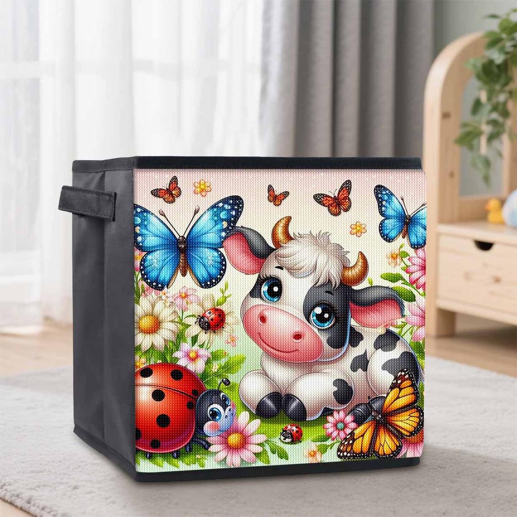 Cows and Butterflies 5D Diamond Painting Storage Basket Full Round Drill Mosaic Diamond Embroidery Cross Stitch Kits Home Decor Home Decor